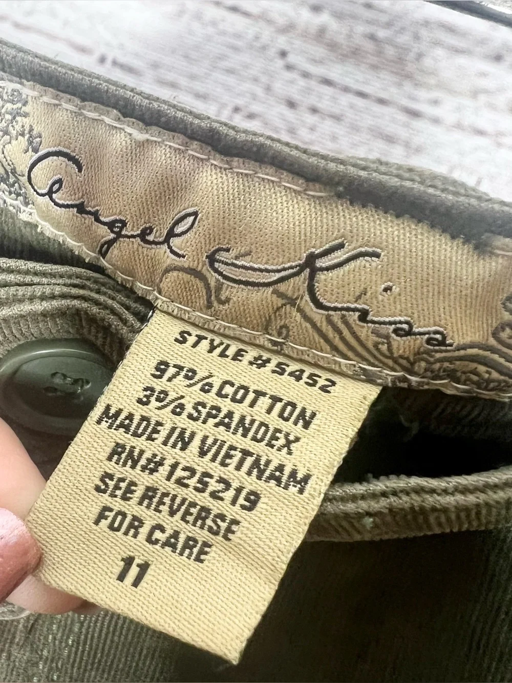 Vintage Y2K Olive Green Stretch Corduroy Low Rise Short Shorts Size 11